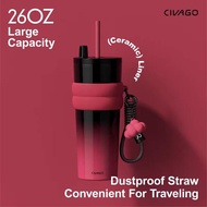 Civago(26oz) Ceramic Coated Stainless Steel Coffee Mug with Lid Vacuum Flask Hot and Cold Water Mug