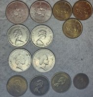 香港硬幣一元 & 五毫子 & 一毫子(正反面圖), Hong Kong 1 dollars 1997 and before with Queen Elizabeth head profile. 極度收
