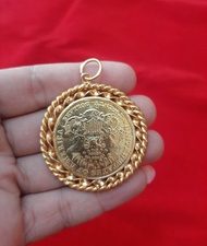 Liontin koin rupiah dan ringgit mainan kalung tempahan 100% mirip seperti emas asli