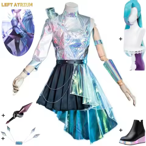 Game KDA All Out Seraphine The Starry Eyed Songstress Cosplay Costume Wig Wing Microphone Shoes Anim