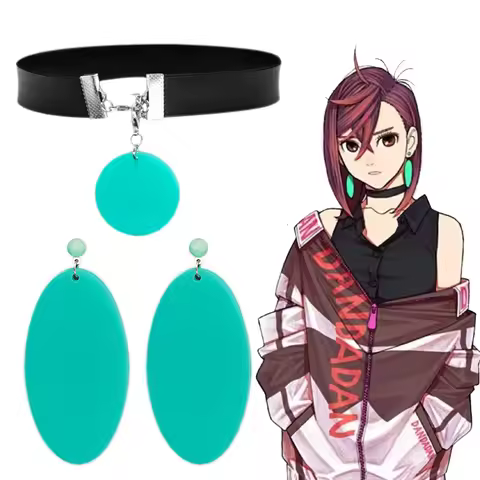 Anime DAN DA DAN Momo Ayase Cosplay Earring Green Earstuds Earclips Earwear Eardrop Women Jewelry Ac