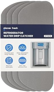 GLACIER FRESH Cuttable Refrigerator Drip Catcher, Water Absorbent Fridge Water Dispenser Drip Tray, Replacement for Whirlpool, GE, Samsung Fridge Accessories, Grey (Rectangular - 4pcs)