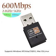 600Mbps WiFi Adapter Dual-Band 2.4G/5G Hz Mini Wireless WiFi Dongle Adapter For Desktop&Laptop