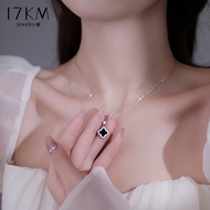 17KM Luxury Black Clover Pendant Necklace Crystal Gold Silver Chain Choker for Women Jewelry Accesso