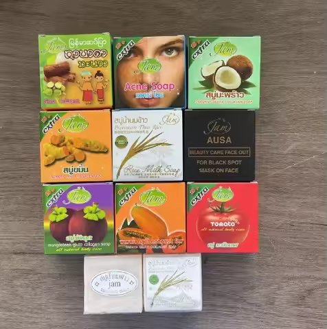 Original Thailand JAM Rice Milk Soap 65g for Face Goat Milk Soap JAM Turmeric Sabun ginger soap bar 