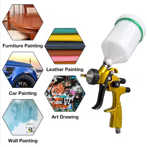 ProLite Lightweight HVLP Spray Gun 1.3mm 600cc Gravity Feed with 4Pcs Tool Kit for Auto Furniture Ho
