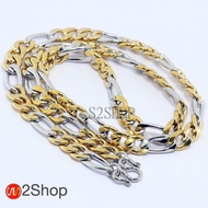 s2shop สร้อยคอสแตนเลสแท้ สร้อยคอพระ ลายโซ่ฝรั่ง ห้อยพระได้ 1 องค์ ความกว้าง 10 มม.ความยาว 16 18 20 2