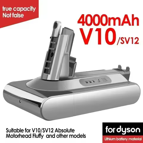 SU Dyson V8 V7 Vacuum Cleaner Battery SV10 5000mAh 21.6V Full/Fluffy/Animal Cleaning Battery and 4.0