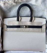 Hermes birkin 25 熊貓拼色 外縫 epsom皮 拉絲銀扣 w刻 全套