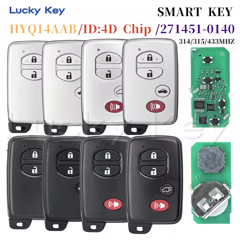 HYQ14AAB 314,35/433,92 MHz ID 4D CHIP 271451-0140 llave de coche inteligente paraToyota Key Avalon C