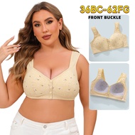 Ready stock plus size bra wireless A-G cup 36-62 printed vest style front button underwear