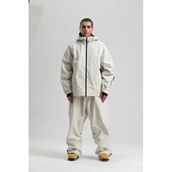 Gsou Snow 2025 Pakaian Profesional Snowboard Warna Solid Tahan Angin Tahan Air Bernafas Jaket dan Se