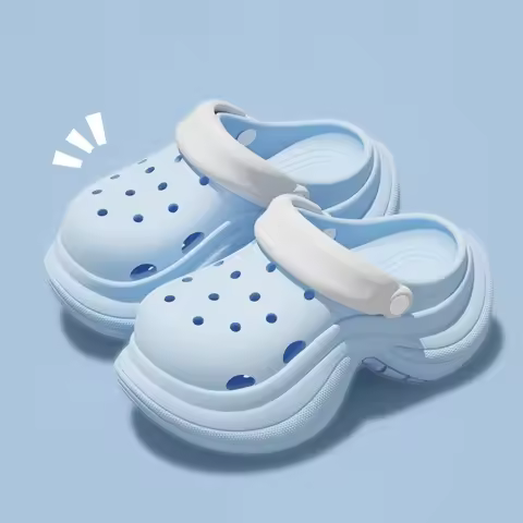Lovely Girls Sky Blue Clogs Summer 2025 Thick Bottom Wedge Heels Sandals Wmen Chunky Platform Soft E