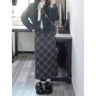 Large Size Fat mm Plaid Woolen Skirt Female Berkeley Skirt Spring New Style Retro Mid-Length a-Line 
