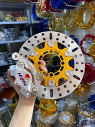 [ Combo 3 món ] Đĩa H2C Vàng size 220mm gắn mâm 4 lỗ + heo Nissin 2pis Bạc + pát Cnc