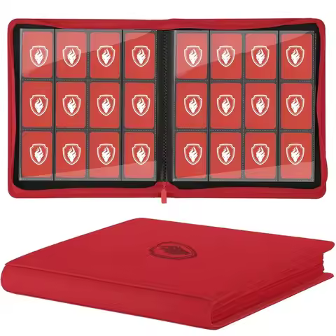 Trading Card Binder 12 Pocket, Zipper Binder Card Album Holds 480 Cards, Premium Leather Card Folder