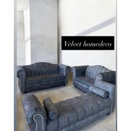 sofa shell chesterfield premiun marble velvet anti scracth/easy clean 3seater 2seater bench chair