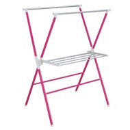 X型多功能折疊雙桿曬衣架(蜜桃紅) 吊衣架 掛衣架 晾曬架