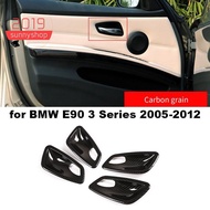 Car Carbon Fiber Texture Interior Door Handle Bowl Trim Cover for  E90 3 Series 2005-2012 Accessorie