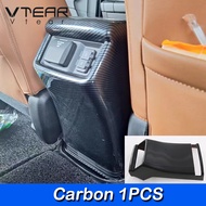Vtear ช่องระบายอากาศด้านหลังรถ ISUZU MU-X MUX 2023ฝาครอบป้องกันที่วางแขนพลาสติกลายคาร์บอนไฟเบอร์ชุบโ