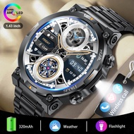 LIGE AMOLED Smart Watch Men Flashlight Bluetooth Call 1.43inch Full Touch Health Monitor Waterproof 