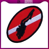 SONONIA Ellipse Scuba Dive Diver Flag Patch Backpack Iron On Emblem Souvenir with