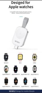尖沙咀店取令你更放心！全新現貨！ WiWU M16 Pro Portable Magnetic Wireless Watch Charger for Apple Watch Smart Watch Iwatch iwatch充電器 applewatch
