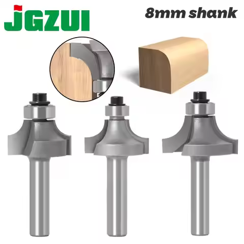 3pc 8mm Shank Round-Over Router Bits for wood Woodworking Tool 2 flute endmill with bearing milling 
