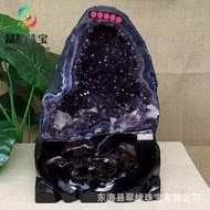 ST/🪁Crystal Alcohol Jewelry Crystal Amethyst Hole Decoration Amethyst Hole Crystal Cave Rough Stone Ornaments Cornucopia