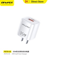 Awei PD78 35W GaN Charger Fast Charging QC3.0 USB Type C PD Fast Charging Mini UK US Plug Adapter U