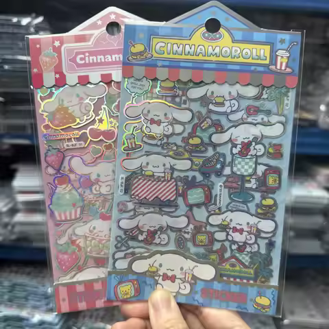 2pc Hello Kitty Colorful Laser Handbag Stickers Cartoon Children's Rewards Handmade Stickers Mobile 