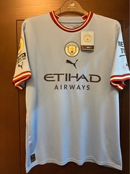 2022/23 Manchester City Home Stadiun Shirt  2022/23 曼城 主場球衣 （球迷版)  L碼 連#9 HAALAND 英超印字 及 英超冠軍章