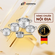 Fissler Profi pot set of 5 Piece with glass lid made in Germany bottom from domestic Germany Germany