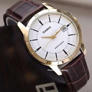 Montres Company 香港註冊公司(33年老店) 卡西歐 CASIO 情侶錶 情侶裝 棕啡色皮革錶帶 MTP MTPV004 MTPV004GL MTP-V004 MTP-V004GL MT