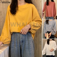 【READY STOCK】korean Baju T Shirt Perempuan Lengan Panjang Plus Size Women Clothes Tops Casual Loose Plain Shirt Blouse