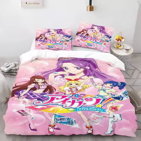 Cute Girls Idol Ichigo Hoshimiya Duvet Quilt Cover Cartoon Anime Aikatsu Children Printed King Size 
