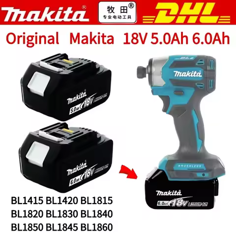 Original Makita 18V battery 5.0Ah rechargeable battery, Makita 6.0Ah battery BL1860B BL1850B power t