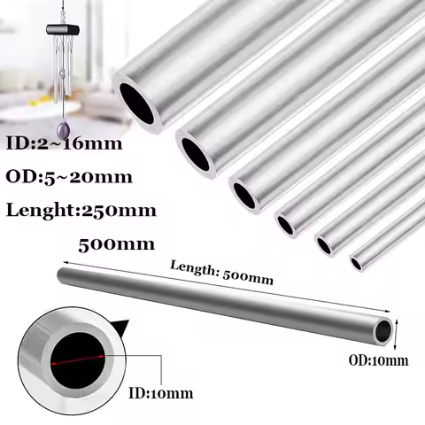 Aluminium Pipe Dia 2mm~16mm OD 5~20mm Straight 300mm 250mm/500mm Long Round 6061 Aluminum Alloy Tube