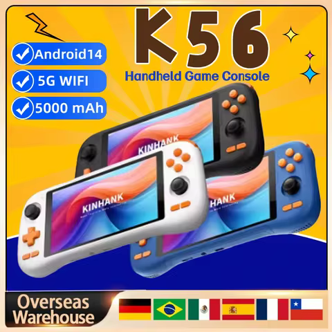 KINHANK K56 Handheld Retro Game Console 5.5 Inch Touch Screen Android 14 50 Emulators for PS1 PSP 50