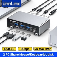 Unnlink USB C Thunderbolt KVM Switch USB 3.0 Docking Station for Macbook Mac Mini Share Mouse Keyboa
