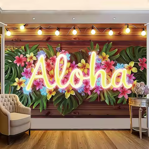 Hawaiian Backdrop Hawaii Luau Tropical Party Decorations Kids Favors Background Cloth ALOHA Summer B