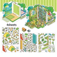 4sheets/bag My House 21th Round Series PET 2.5D Landscape Sticker Landscape Sticker For Decompressio