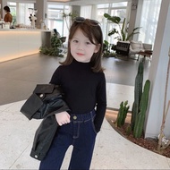 COF 【Girl Tshirt】(1-15Y) Long Sleeves Plain Korean Style Fashion Basic Tee Turtleneck T Shirt Top Budak Perempuan Baju Kids Wear GHFDTGH