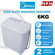 Midea Semi Auto 6.0kg / 7.0kg Washing Machine MSW-6008P MSW-7118P Mesin Basuh 半自动洗衣机