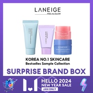 🎆2024 New Year Surprise Box🎆LANEIGE Sample Size Collection: Water Bank Blue Hyaluronic Cleansing Foam(30g), Lip Sleeping Mask(3g), Water Sleeping Mask EX(15ml), Veil Primer NO.40 Pure Violet SPF 50 PA++(10ml), Must Beauty Buys! Gifting MUST BUY!