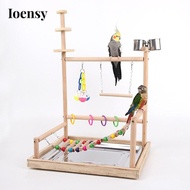 Ioensy Parrot Playground Exercise Activity Center Wooden Parrot Stand Parrot Playstand for Parakeet 