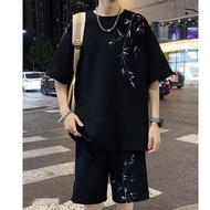 185kg Plus Fat Plus Short-Sleeved t-Shirt Shorts Suit Men Chinese Style Casual Sports Plus Size Suit