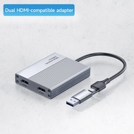 Hagibis USB-C/USB 3.0คู่ HDMI 4K จออะแดปเตอร์ USB A/USB C และ Dual HDMI พอร์ตออกใช้ร่วมกับ Apple M1 M2 Mac OS/Windows/Android DisplayLink DL6950ชิป