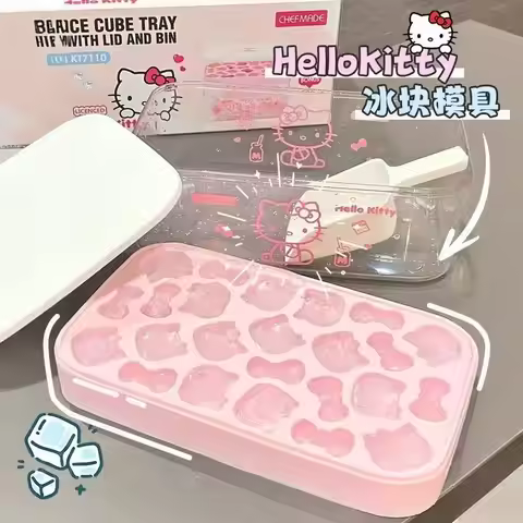 Sanrio Hellokitty home-made ice artifact sealed with lid mini ice mold silicone ice tray ice storage