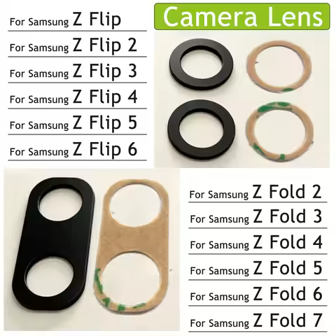 Camera Glass Lens Back Rear Camera Glass Lens with Ahesive Sticker For Samsung Z Flip 2 3 4 5 6 / Z 